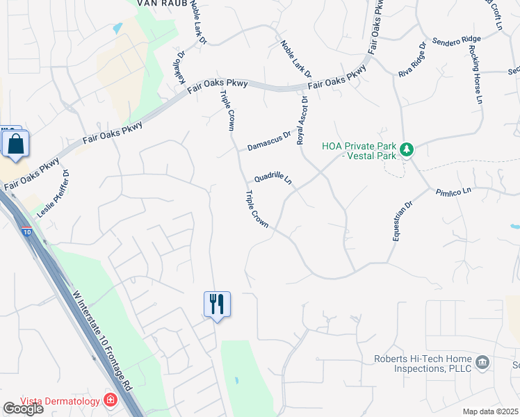 map of restaurants, bars, coffee shops, grocery stores, and more near 8318 Triple Crown in Boerne