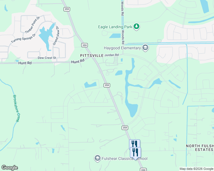 map of restaurants, bars, coffee shops, grocery stores, and more near 5919 Farm to Market 359 in Fulshear