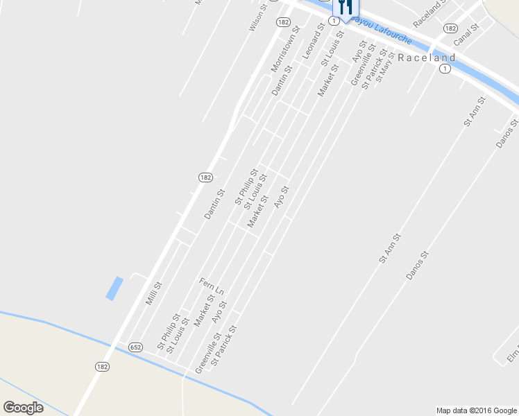 map of restaurants, bars, coffee shops, grocery stores, and more near 357 Market Street in Raceland