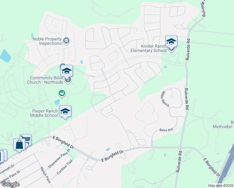 map of restaurants, bars, coffee shops, grocery stores, and more near 1619 Specie Creek in San Antonio