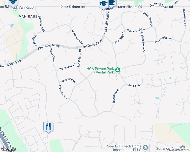 map of restaurants, bars, coffee shops, grocery stores, and more near 8024 Rocking Horse Lane in Fair Oaks Ranch