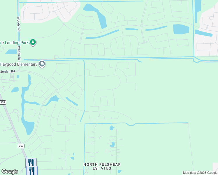 map of restaurants, bars, coffee shops, grocery stores, and more near 6011 Sprigg Street in Fulshear