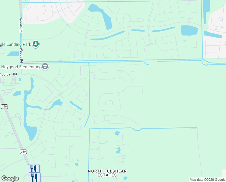 map of restaurants, bars, coffee shops, grocery stores, and more near 6011 Sprigg Street in Fulshear
