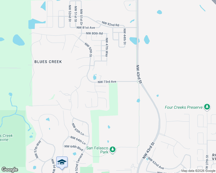 map of restaurants, bars, coffee shops, grocery stores, and more near 4702 Northwest 72nd Lane in Gainesville