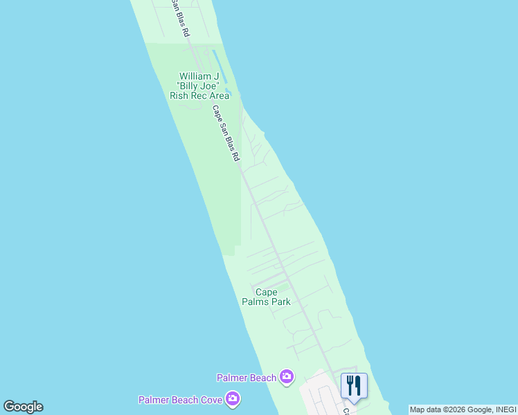 map of restaurants, bars, coffee shops, grocery stores, and more near 6368 Cape San Blas Road in Port St. Joe