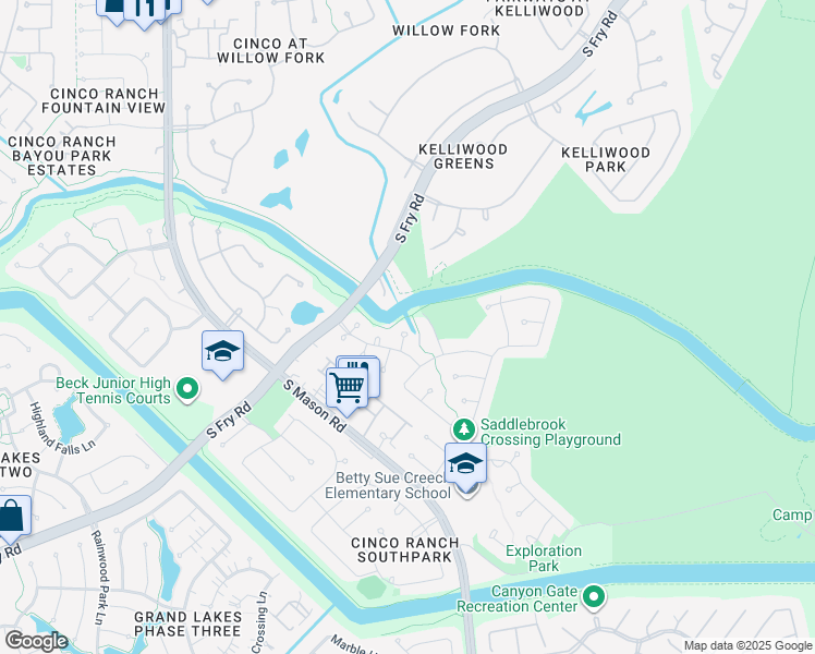 map of restaurants, bars, coffee shops, grocery stores, and more near 21903 Fieldvine Court in Katy