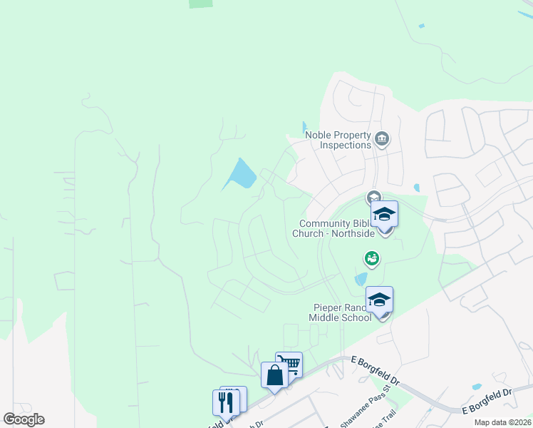 map of restaurants, bars, coffee shops, grocery stores, and more near 28554 Shailene Drive in San Antonio