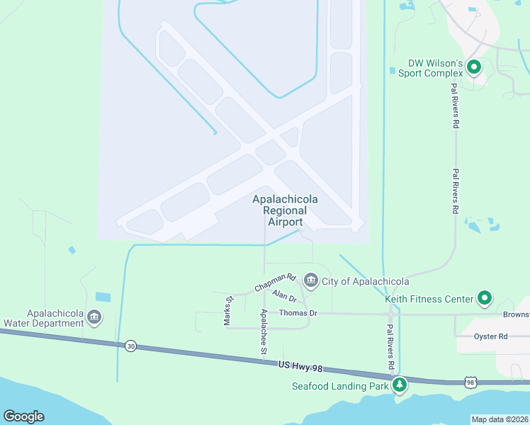 map of restaurants, bars, coffee shops, grocery stores, and more near 10 Apalachee Street in Apalachicola