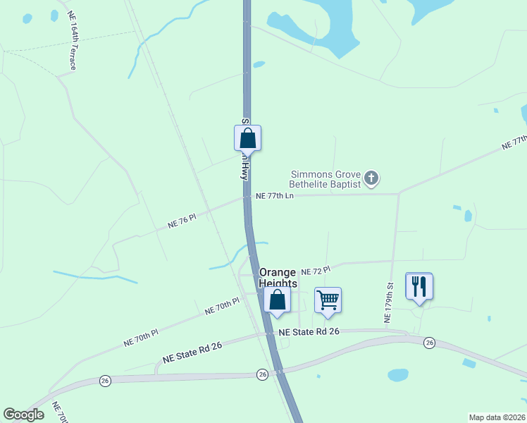 map of restaurants, bars, coffee shops, grocery stores, and more near 17115 Northeast 77th Lane in Hawthorne