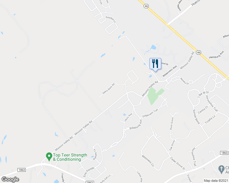map of restaurants, bars, coffee shops, grocery stores, and more near 831 Ayers Rock Road in New Braunfels