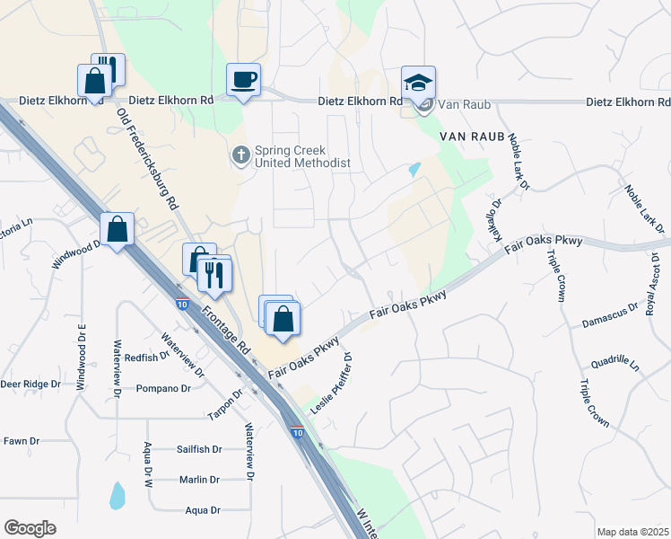 map of restaurants, bars, coffee shops, grocery stores, and more near 28706 Hidden Gate in Boerne