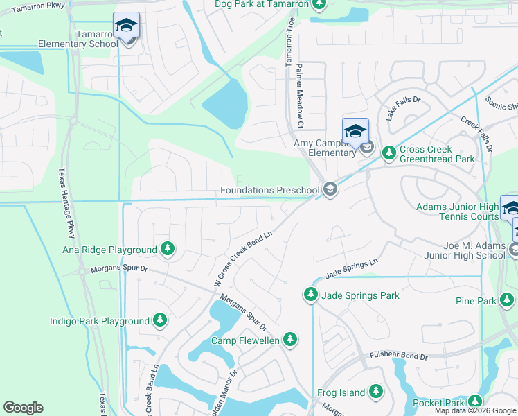 map of restaurants, bars, coffee shops, grocery stores, and more near 4110 Crossfind Court in Fulshear