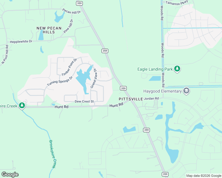 map of restaurants, bars, coffee shops, grocery stores, and more near 5418 Farm to Market 359 in Brookshire