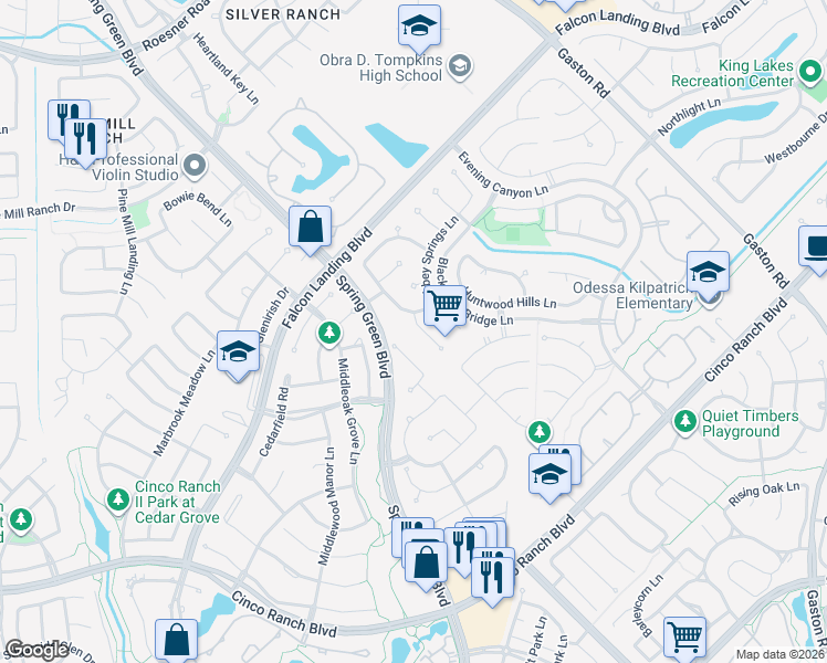 map of restaurants, bars, coffee shops, grocery stores, and more near 4414 Desert Cliff Court in Katy