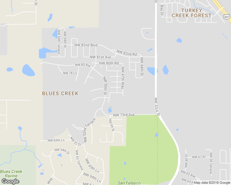 map of restaurants, bars, coffee shops, grocery stores, and more near 4780 Northwest 75th Road in Gainesville