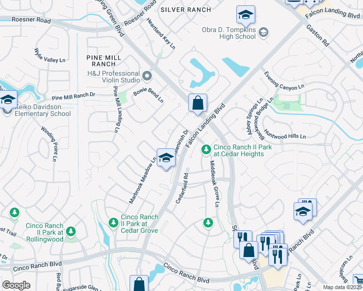 map of restaurants, bars, coffee shops, grocery stores, and more near 4335 Glenirish Drive in Katy