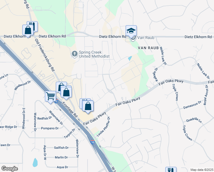 map of restaurants, bars, coffee shops, grocery stores, and more near 28706 Hidden Gate in Boerne