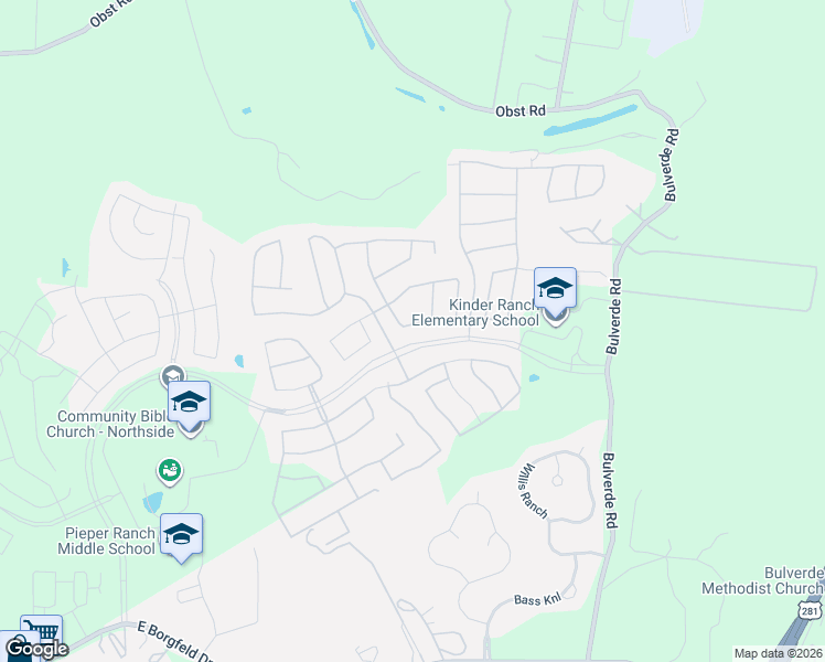 map of restaurants, bars, coffee shops, grocery stores, and more near 28810 Gracies Sky in San Antonio
