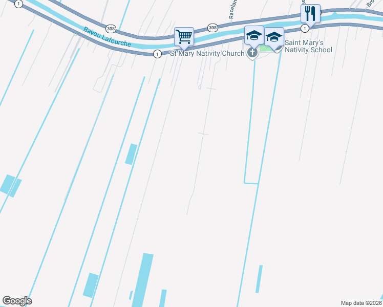 map of restaurants, bars, coffee shops, grocery stores, and more near 332 Landmark Drive in Raceland