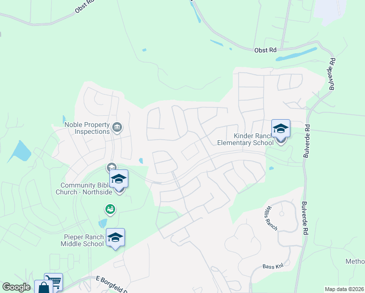 map of restaurants, bars, coffee shops, grocery stores, and more near 1558 Nightshade in San Antonio