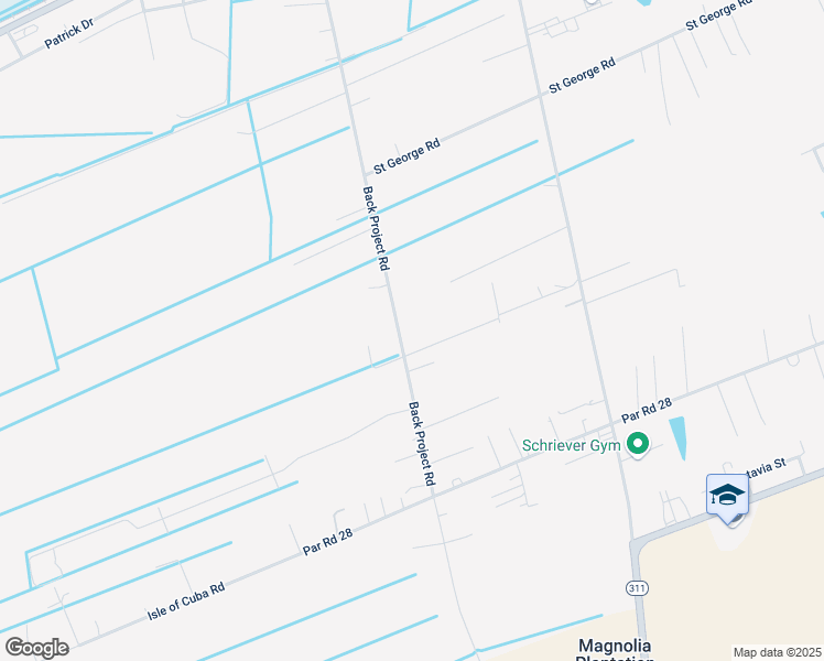 map of restaurants, bars, coffee shops, grocery stores, and more near 436 Back Project Road in Schriever