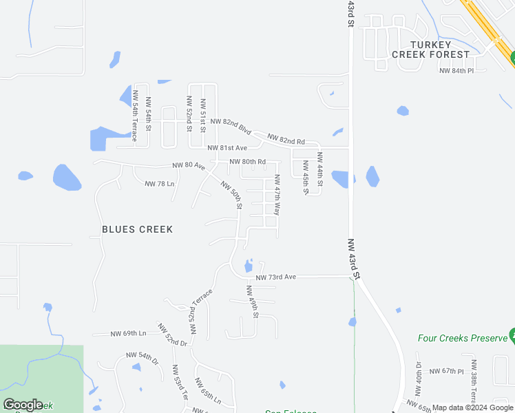 map of restaurants, bars, coffee shops, grocery stores, and more near 4829 Northwest 77 Road in Gainesville