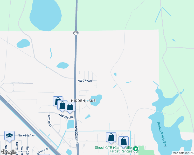map of restaurants, bars, coffee shops, grocery stores, and more near 7725 Northwest 20 Drive in Gainesville