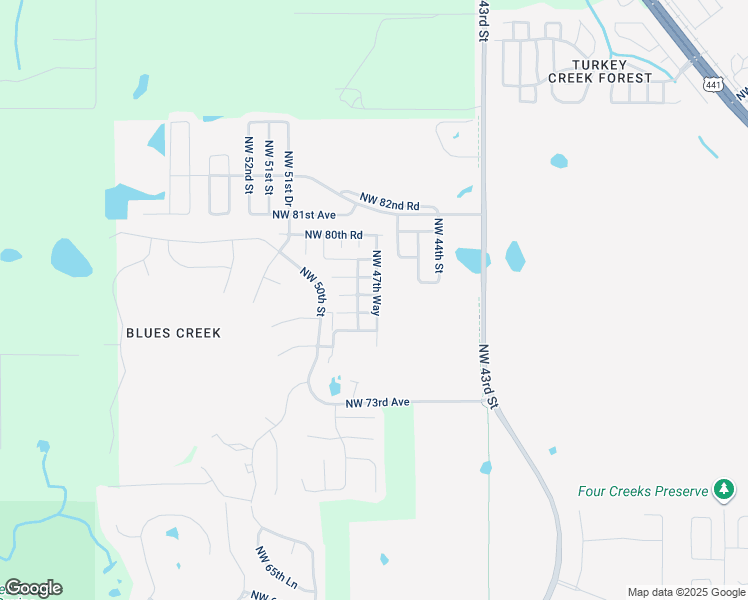 map of restaurants, bars, coffee shops, grocery stores, and more near 4703 Northwest 77 Road in Gainesville