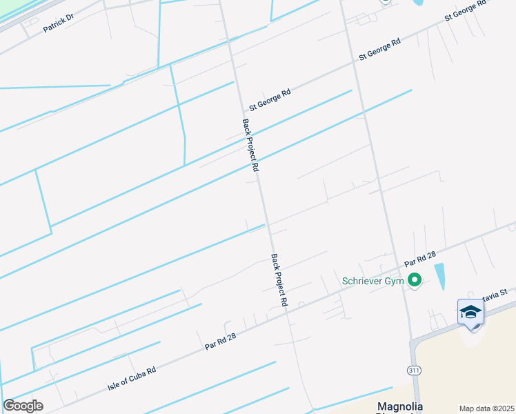 map of restaurants, bars, coffee shops, grocery stores, and more near 436 Back Project Road in Schriever
