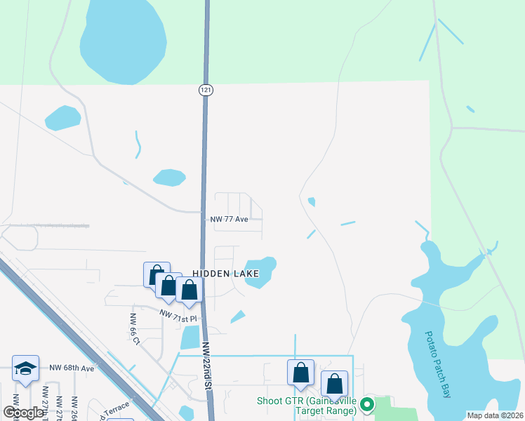 map of restaurants, bars, coffee shops, grocery stores, and more near 7724 Northwest 20 Drive in Gainesville