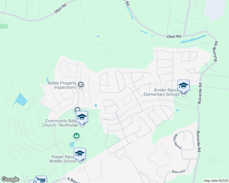 map of restaurants, bars, coffee shops, grocery stores, and more near 1539 Nightshade in San Antonio