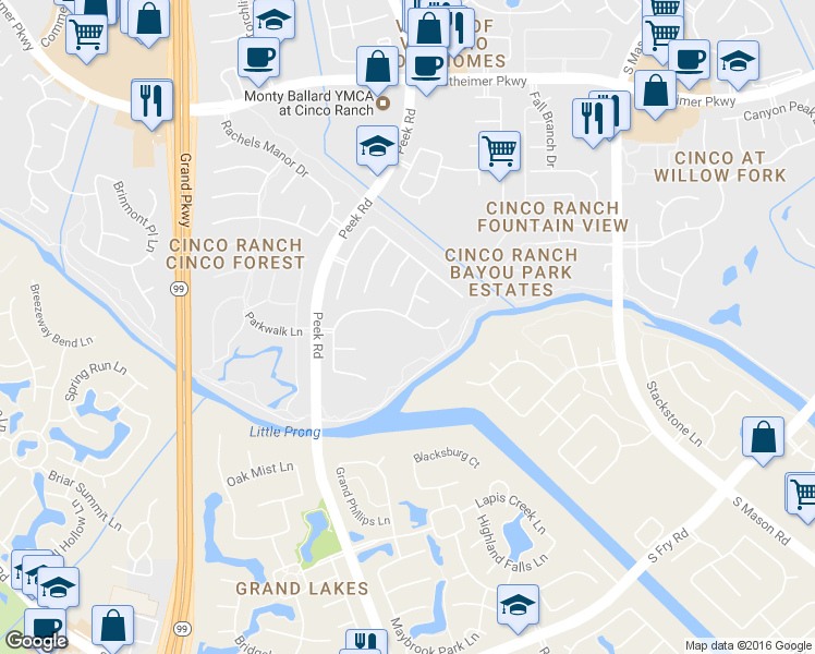 map of restaurants, bars, coffee shops, grocery stores, and more near 22527 Arbor Stream Drive in Katy