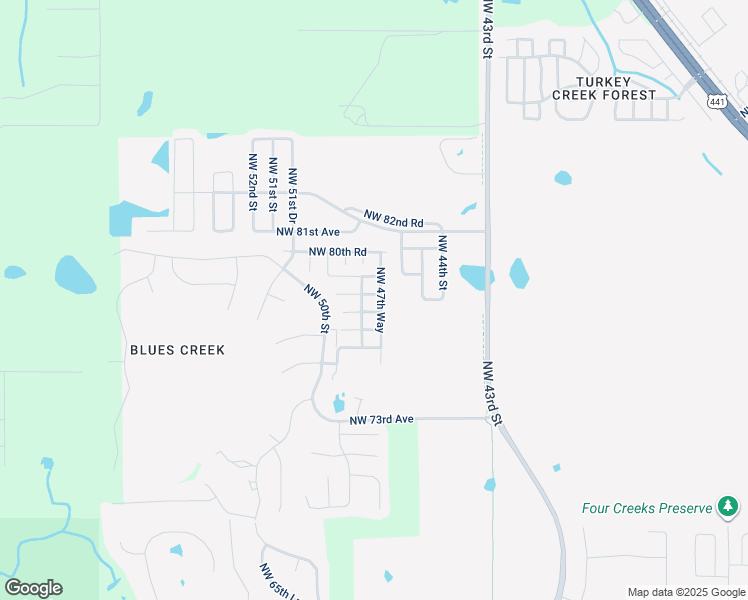 map of restaurants, bars, coffee shops, grocery stores, and more near 4711 Northwest 78 Road in Gainesville
