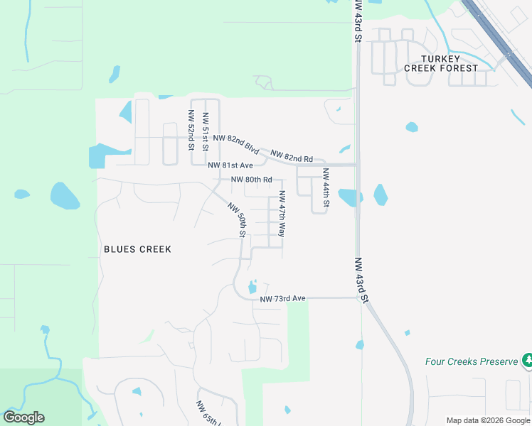 map of restaurants, bars, coffee shops, grocery stores, and more near 4859 Northwest 77 Road in Gainesville