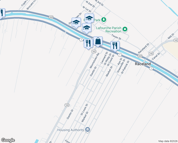 map of restaurants, bars, coffee shops, grocery stores, and more near 304-334 Morristown Bypass Road in Raceland