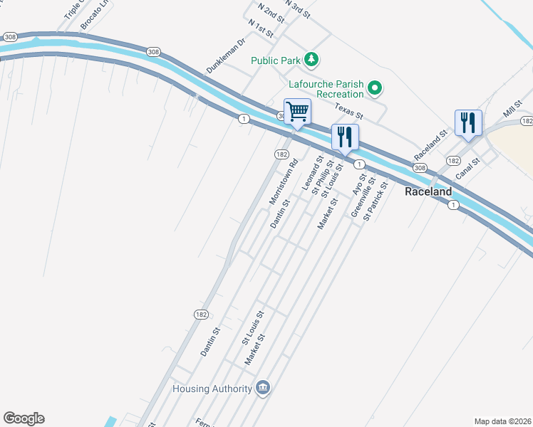 map of restaurants, bars, coffee shops, grocery stores, and more near 304 Morristown Bypass Road in Raceland