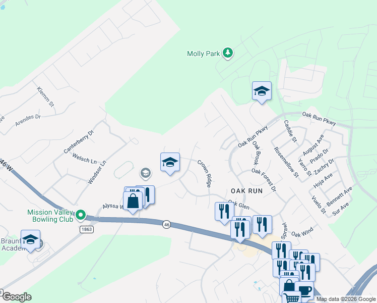 map of restaurants, bars, coffee shops, grocery stores, and more near 534 Diamond Oak in New Braunfels