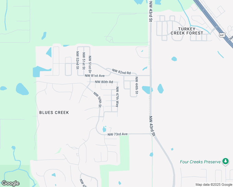 map of restaurants, bars, coffee shops, grocery stores, and more near 4702 Northwest 79th Road in Gainesville