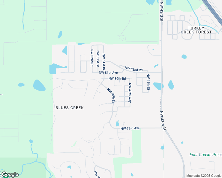 map of restaurants, bars, coffee shops, grocery stores, and more near 7811 Northwest 50th Street in Gainesville