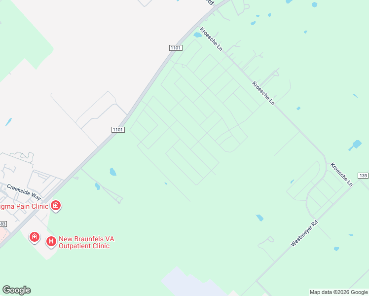 map of restaurants, bars, coffee shops, grocery stores, and more near 2912 Farm to Market Road 1101 in New Braunfels