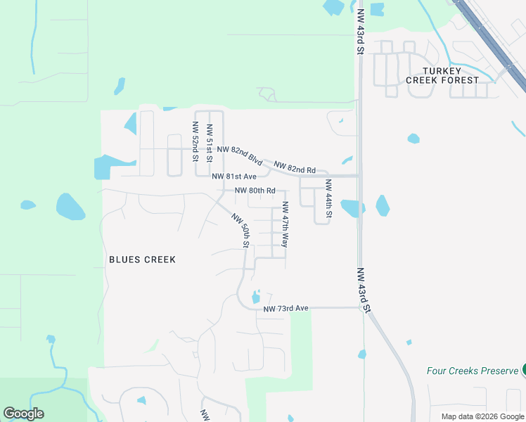 map of restaurants, bars, coffee shops, grocery stores, and more near 4858 Northwest 79th Road in Gainesville
