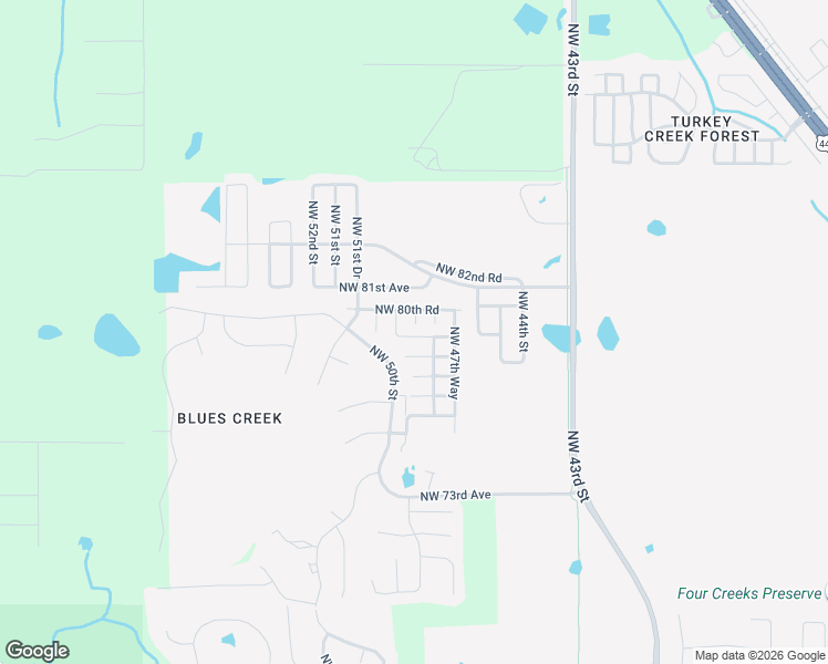 map of restaurants, bars, coffee shops, grocery stores, and more near 4858 Northwest 79th Road in Gainesville