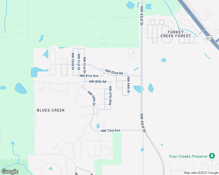 map of restaurants, bars, coffee shops, grocery stores, and more near 4702 Northwest 79th Road in Gainesville