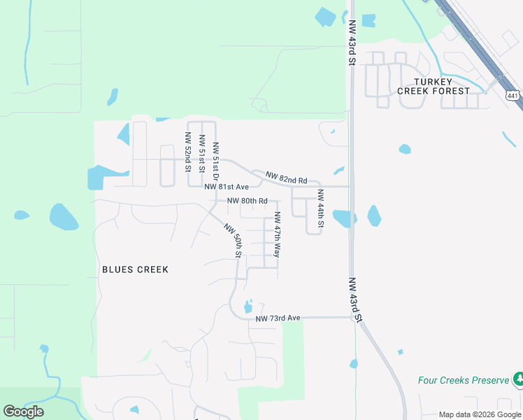 map of restaurants, bars, coffee shops, grocery stores, and more near 7946 Northwest 48th Way in Gainesville