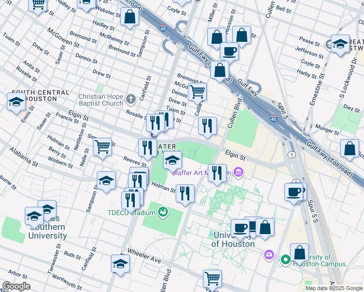 map of restaurants, bars, coffee shops, grocery stores, and more near 3721 Francis Street in Houston