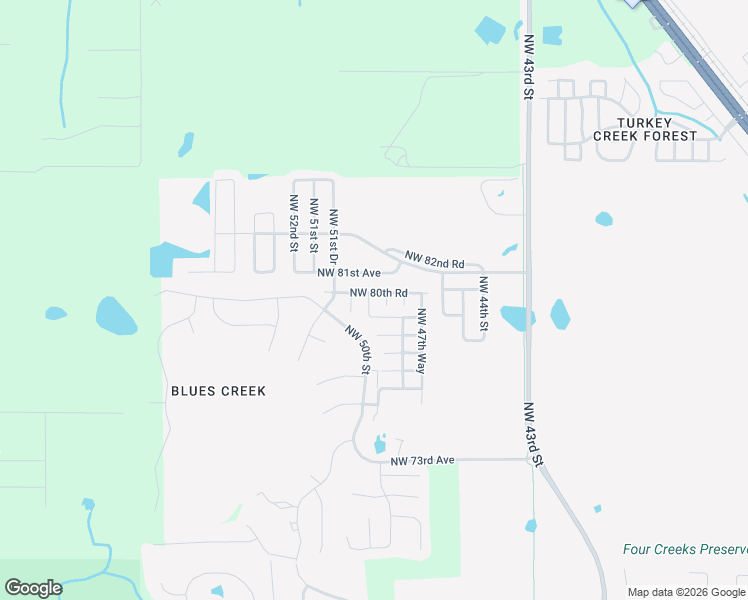 map of restaurants, bars, coffee shops, grocery stores, and more near 4858 Northwest 79th Road in Gainesville