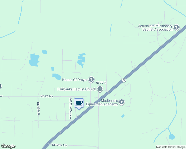 map of restaurants, bars, coffee shops, grocery stores, and more near 8027 Northeast 55th Terrace in Gainesville