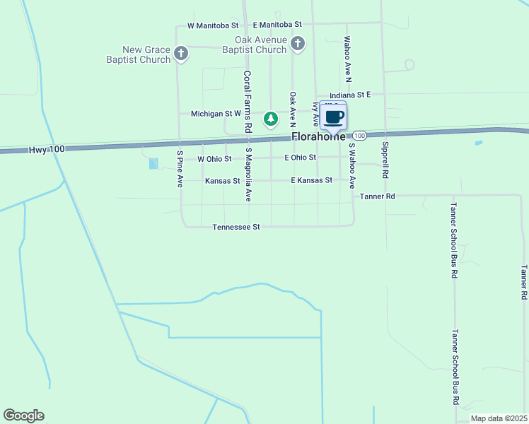 map of restaurants, bars, coffee shops, grocery stores, and more near 401 South Palmetto Avenue in Florahome
