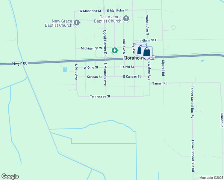 map of restaurants, bars, coffee shops, grocery stores, and more near 401 South Palmetto Avenue in Florahome