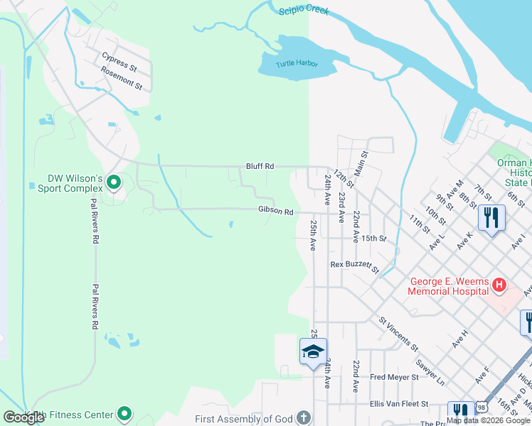 map of restaurants, bars, coffee shops, grocery stores, and more near 7 Timberwood Ct in Apalachicola